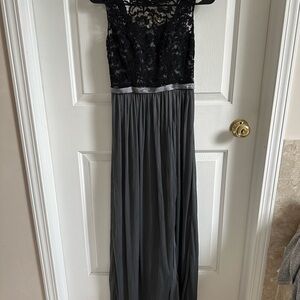Elegant Black and Gray Lace Gown- David’s Bridal Size 0